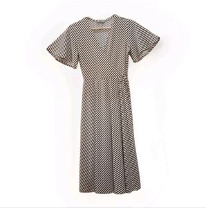 H&M Wrap Dress Black & Off White Stripes Size XS